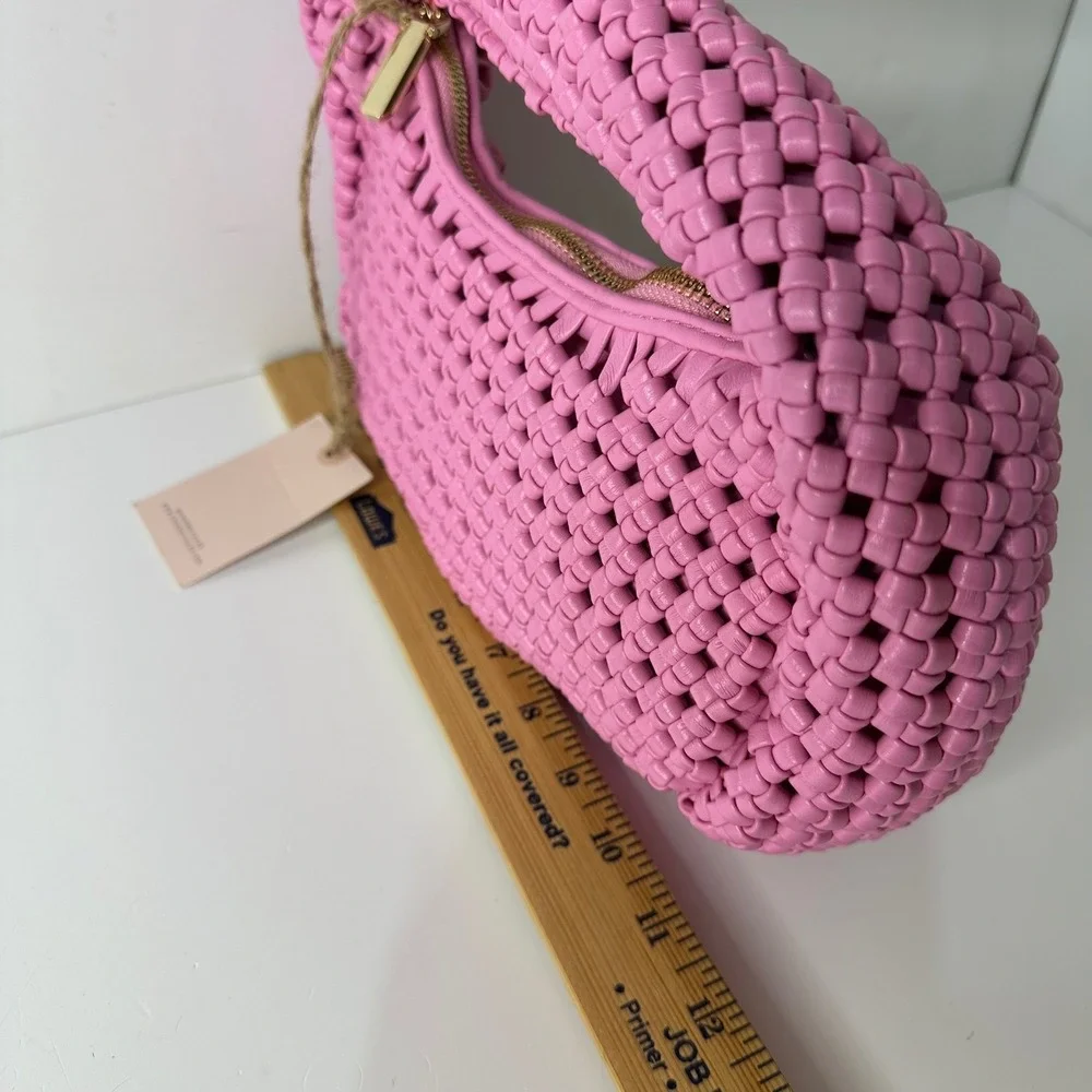 Sincerely Jules Bright Pink Woven Small Handbag Shoulder Bag Feminine Summer NEW